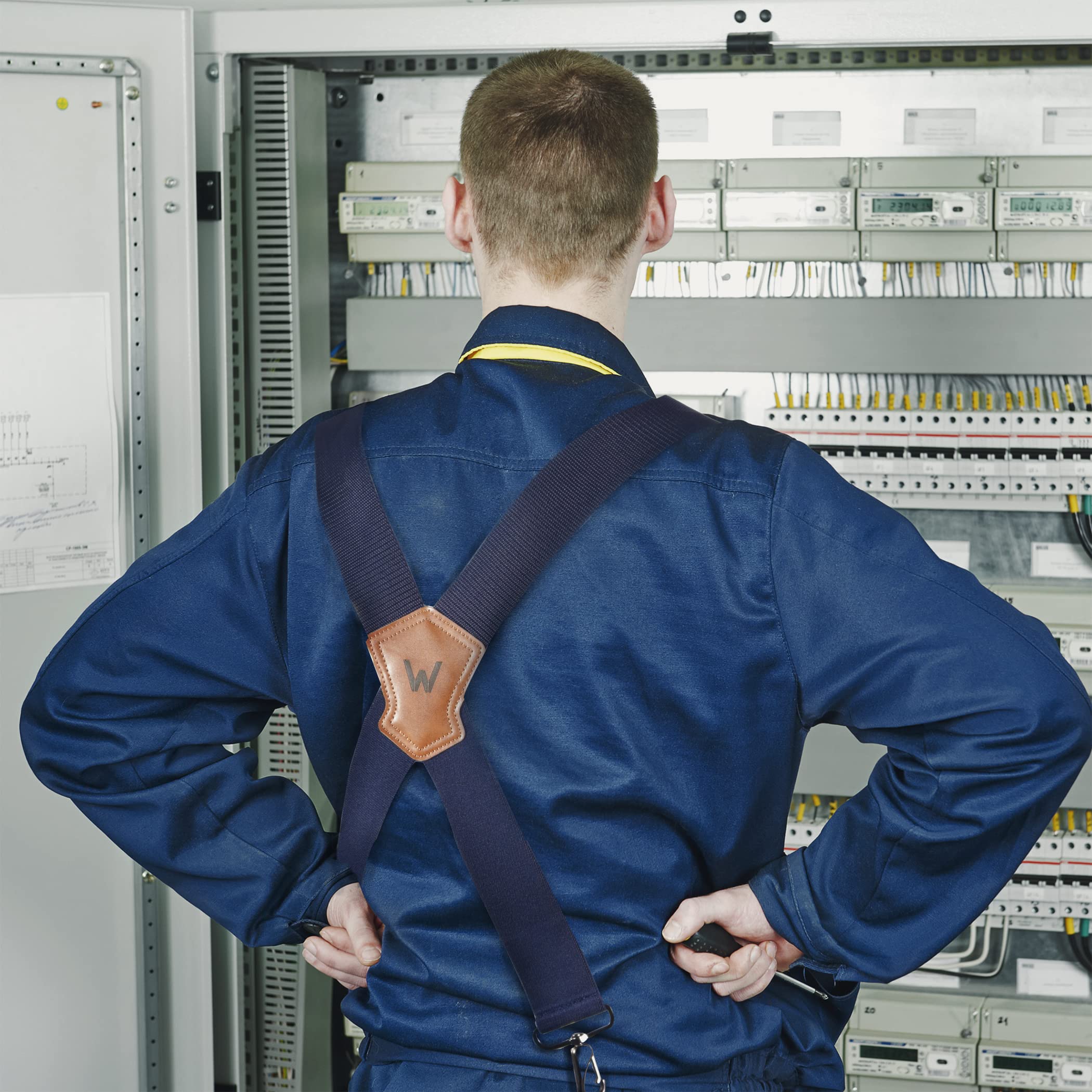 WELKINLAND Navy suspenders for men, 2 Inch Wide Work Suspenders, Heavy Duty Swivel Suspender, Mens Suspender for jeans, Big and tall suspenders for men