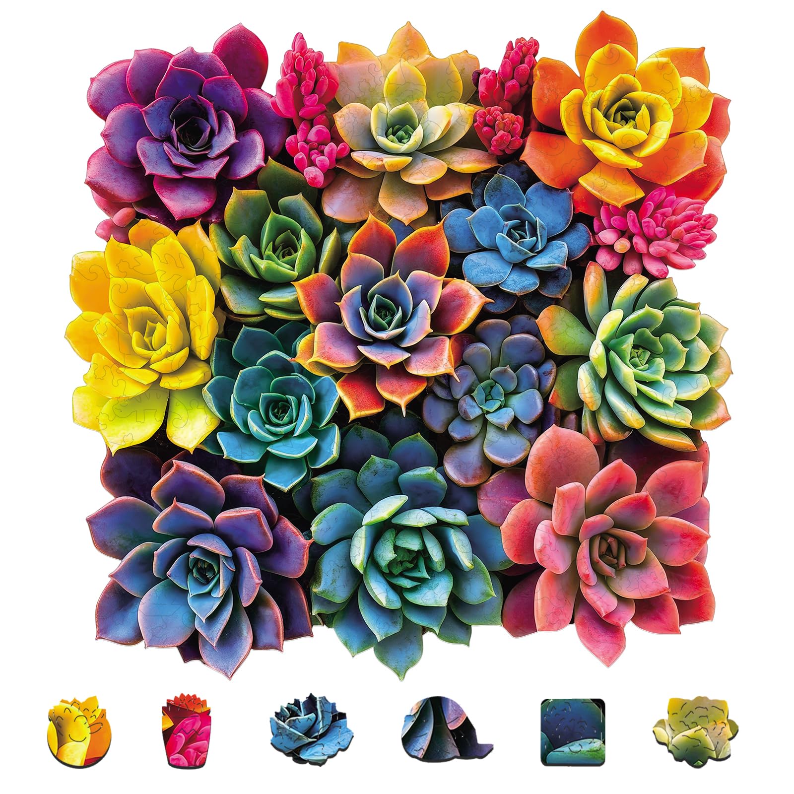 Photo 1 of MYS A·U·R Puzzles for Adults 500 Pieces, Square Succulent Wooden Puzzles, 5MM Thick Unique Shaped Flower Jigsaw Puzzles Birthday Gifts for Kids Family Game 16.5 * 16.5inch