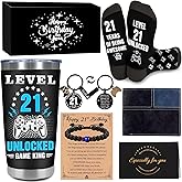 21st Birthday Gifts for Him, Funny Gift for 21 Year Old Male with 20 Oz Tumbler Card Keychain Bracelets Wallet, Cool Happy 21st Birthday Decorations for Teenage Son Nephew Boyfriend Grandson Brother
