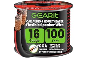 GEARit 16 Gauge Speaker Wire, Speaker Cable 100ft for Car Audio, Home Theater, CCA(Black)