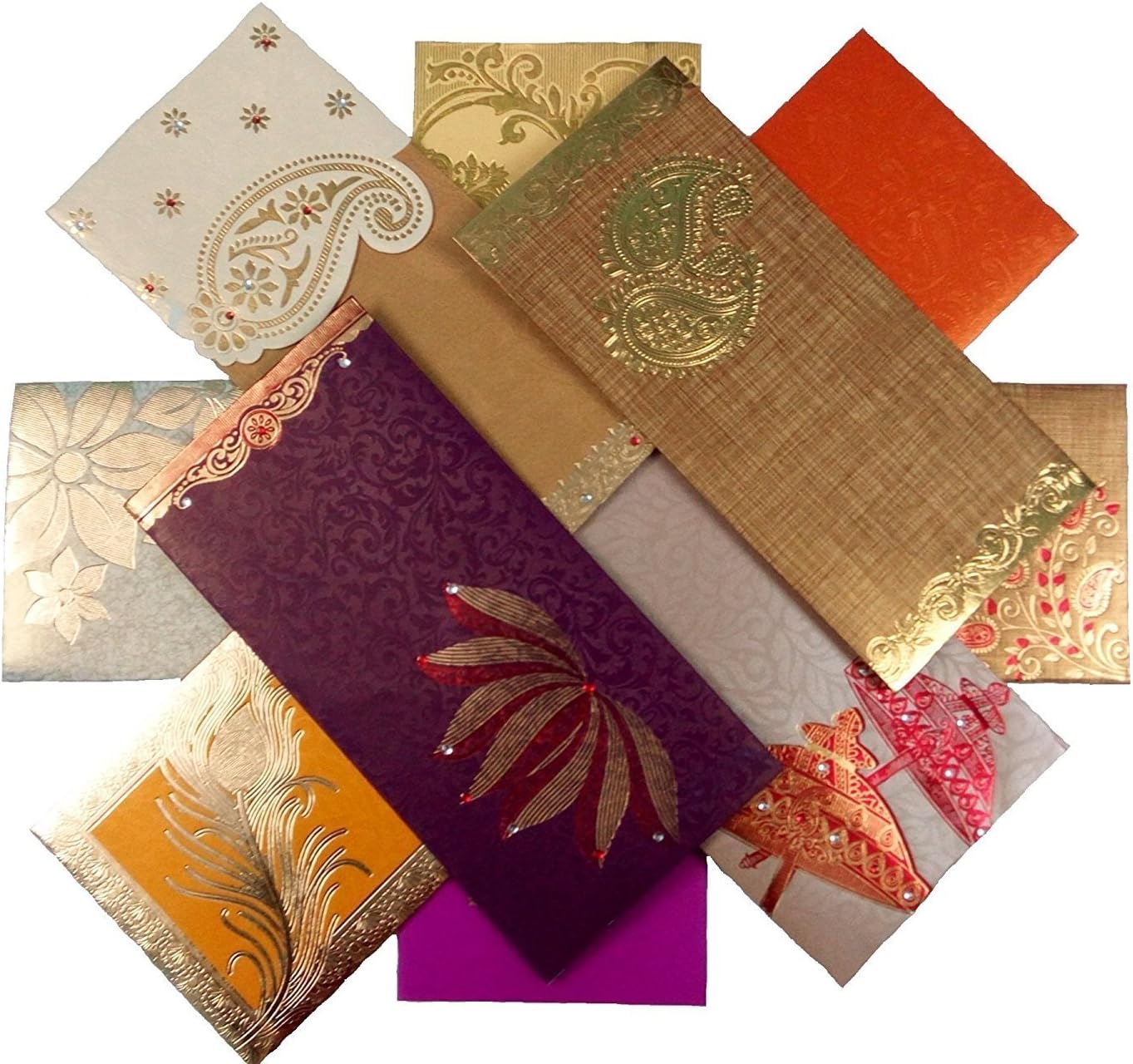 PARTH IMPEX Premium Shagun Gift Envelope (Pack of 10) Assorted Color Designs Money Holder Card Fancy Packet for Christmas Diwali Easter Birthday Wedding Anniversary Designer Invitation Envelopes - Image 5