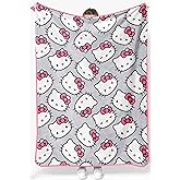 Jay Franco Plush Throw Blanket – Soft & Comfy Throw for Couch or Bed – Cozy Home Décor for Living Room & Bedroom, Gray - Hello Kitty, 46x60 - Throw Blanket