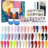 Gel Nail Polish Kit 36 Pcs Gel Nail Polish Set White Black Nude Glitter Pink Green Blue Red Purple Yellow Orange Brown Silver