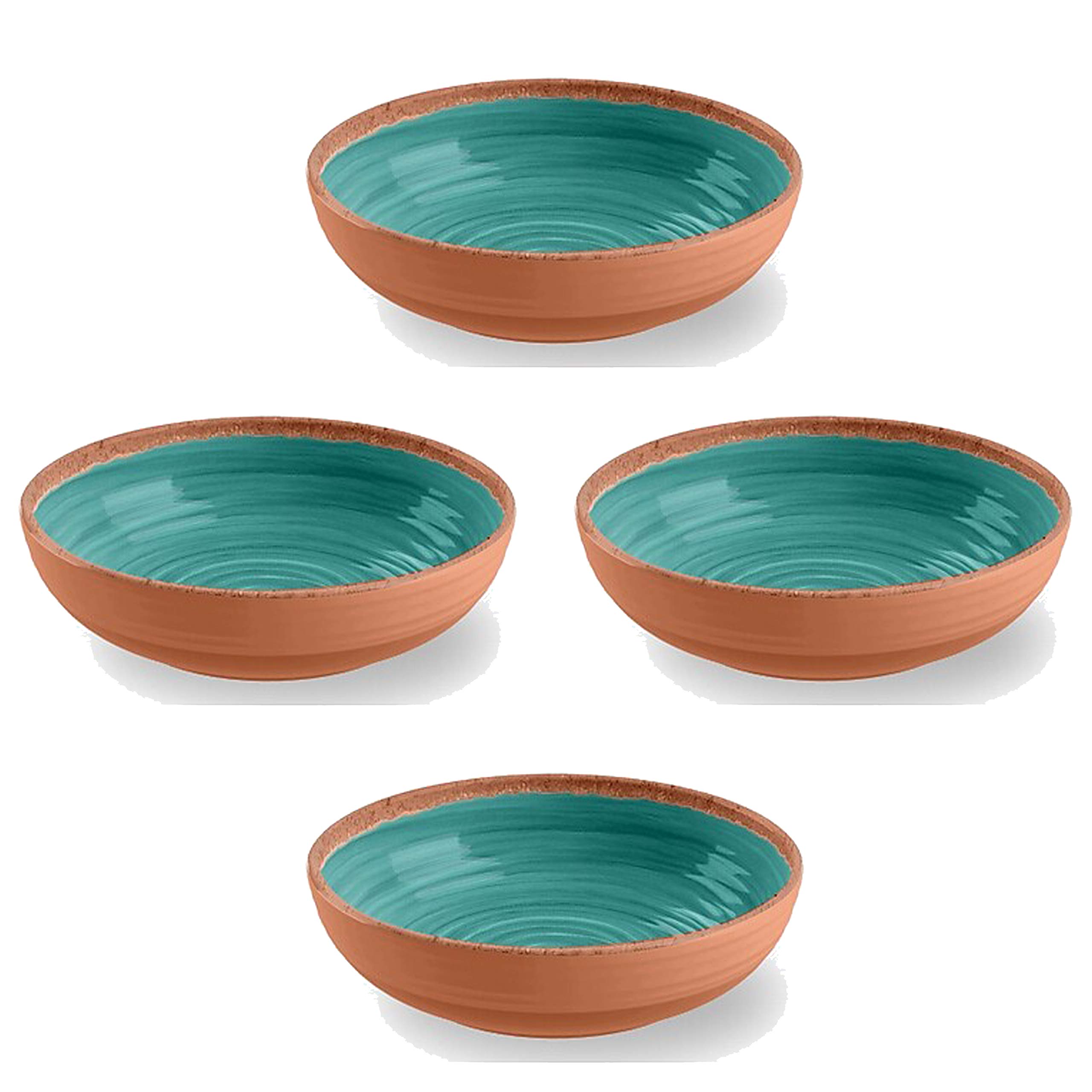 Auntie Morags Rustic Swirl Turquoise Melamine Bowl Set (4)
