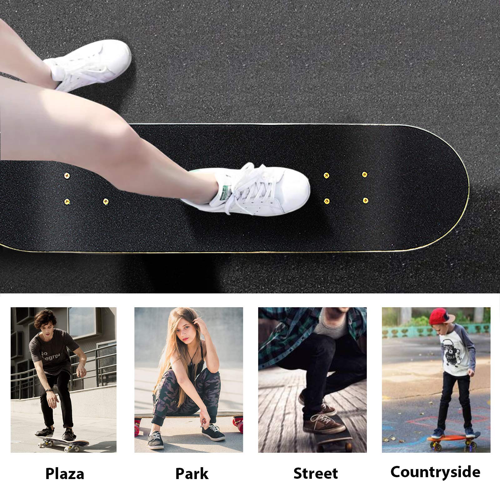 Easy_Way Complete Skateboards- Standard Skateboards for Beginners Kids Boys Girls Teenager- 31''x 8''Canadian Maple Cruiser Pro Skate Board, Skateboards