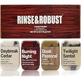 Rinse &amp; Robust Bar Soap for Men - 4Pcs Exfoliating &amp; Moisturizing 4-in-1 Cleansing Bar Set for Face, Body, Hands &amp; Shave | All Skin Types | Luxury Fathers Day Gift Set(4 x 5.3 oz)