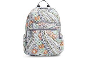 Vera Bradley Women's Cotton Campus Backpack, Citrus Paisley - Recycled Cotton, One Size