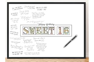 L & O GOODS L&O Goods Sweet 16 Birthday Or Decorations | Signature Board for Party | Party Supplies, Guest Book, Or Card Alternative | Signing Board for Party | Poster Size 11x17 (Unframed)