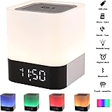 Portable Wireless Bluetooth 4.0 Speaker and LED Light Lamp Alarm Clock LED Table Lamp/Night Light/Bedside Lamp,Smart Touch LED Mood Lamp, MP3 Player, Supported Micro TF SD Card/USB/3.5mm AUX Jack