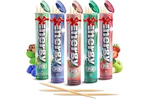 PUREPIX EnergyPix, Caffeine Flavored Toothpicks with L-Theanine, B12 for Focus & Energy - Sugar-Free Alternative to Energy Mints & Gum - 20 Count, Kosher (5 Flavors Variety Pack)