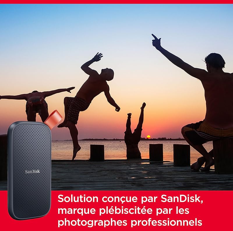 Portable SSD 1 To (Disque SSD Externe, Portable SSD, des vitesses allant jusqu'à 800 Mo/s, Disque NVMe SSD, Robust SSD, Crochet en caoutchouc robuste, Updated Firmware) Gris