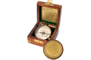 TIMBRIO Trust in The Lord with All Your Heart -Proverbs 3: 5-6 Quote Engraved Compass with Wooden Box, Baptism Gifts for Boys, Inspirational Gifts Men, Graduation Day Gifts, First Communion Gifts