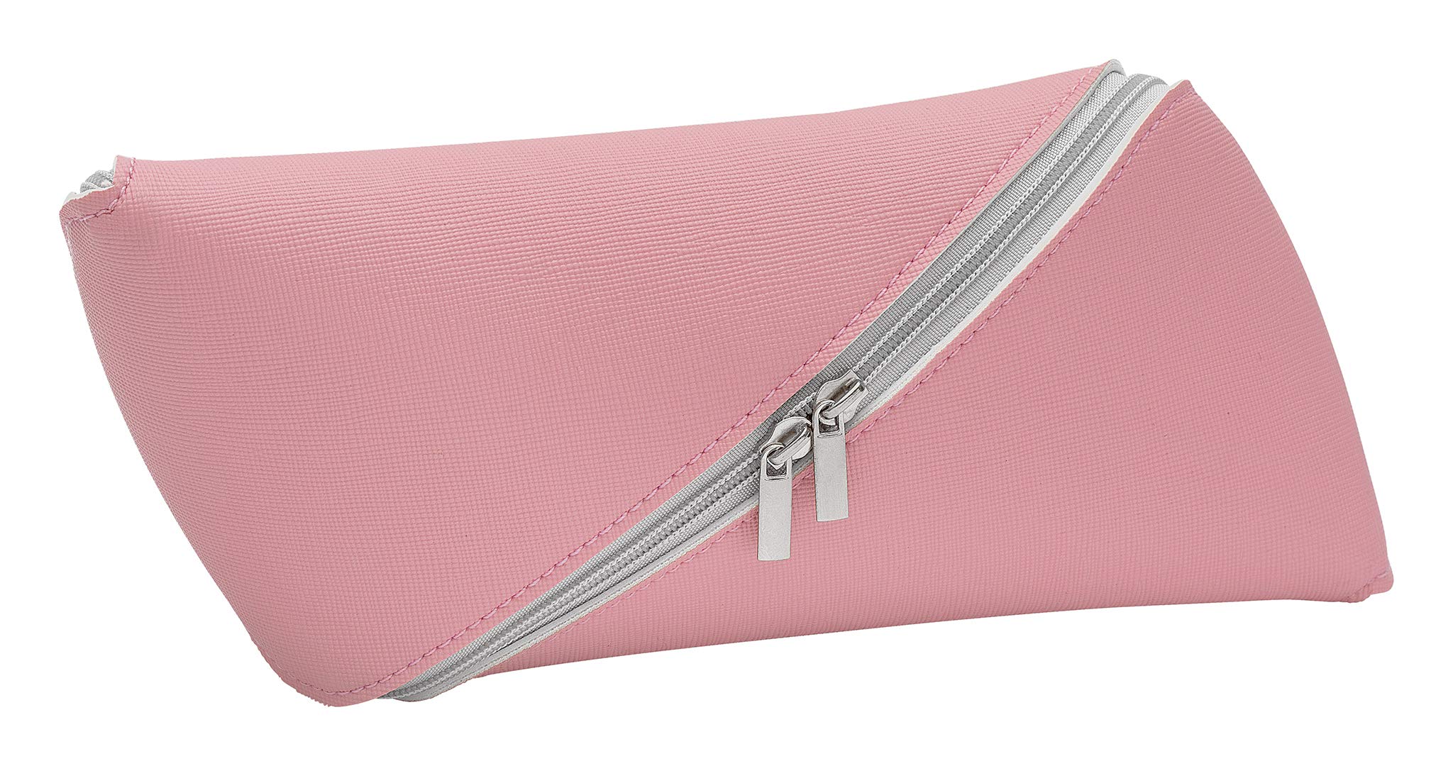WEDO "SLOPE" Pencil Case Space Saving 2 Zippers Easy to Clean pink