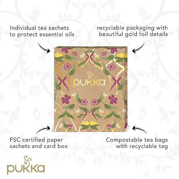 PUKKA ORGANIC GIFT SET TEA BAGS, SUPPORT SELECTION BOX HERBAL TEA, 45 TEA BAGS