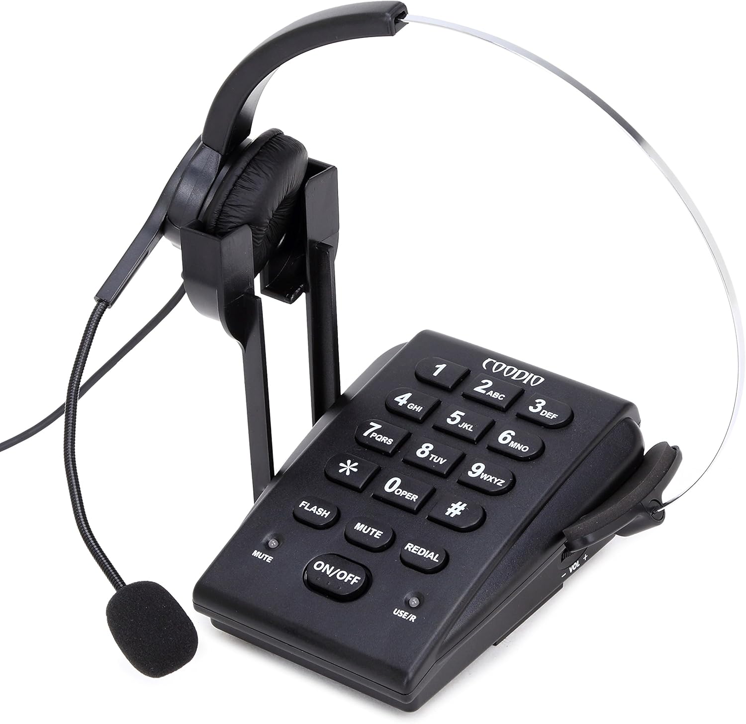 Dialpad with Headset, Coodio Corded Phone [Call Center] Telephone with