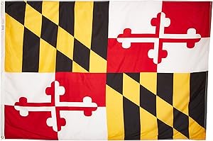 Annin Flagmakers Model 142370 Maryland State Flag 4x6 ft. Nylon SolarGuard Nyl-Glo 100% Made in USA to Official State Design Specifications.