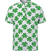 Men's Valentine's Day Henley Shirt Short Sleeve Funny Casual Collarless Shirts for Men Fashion Clothes