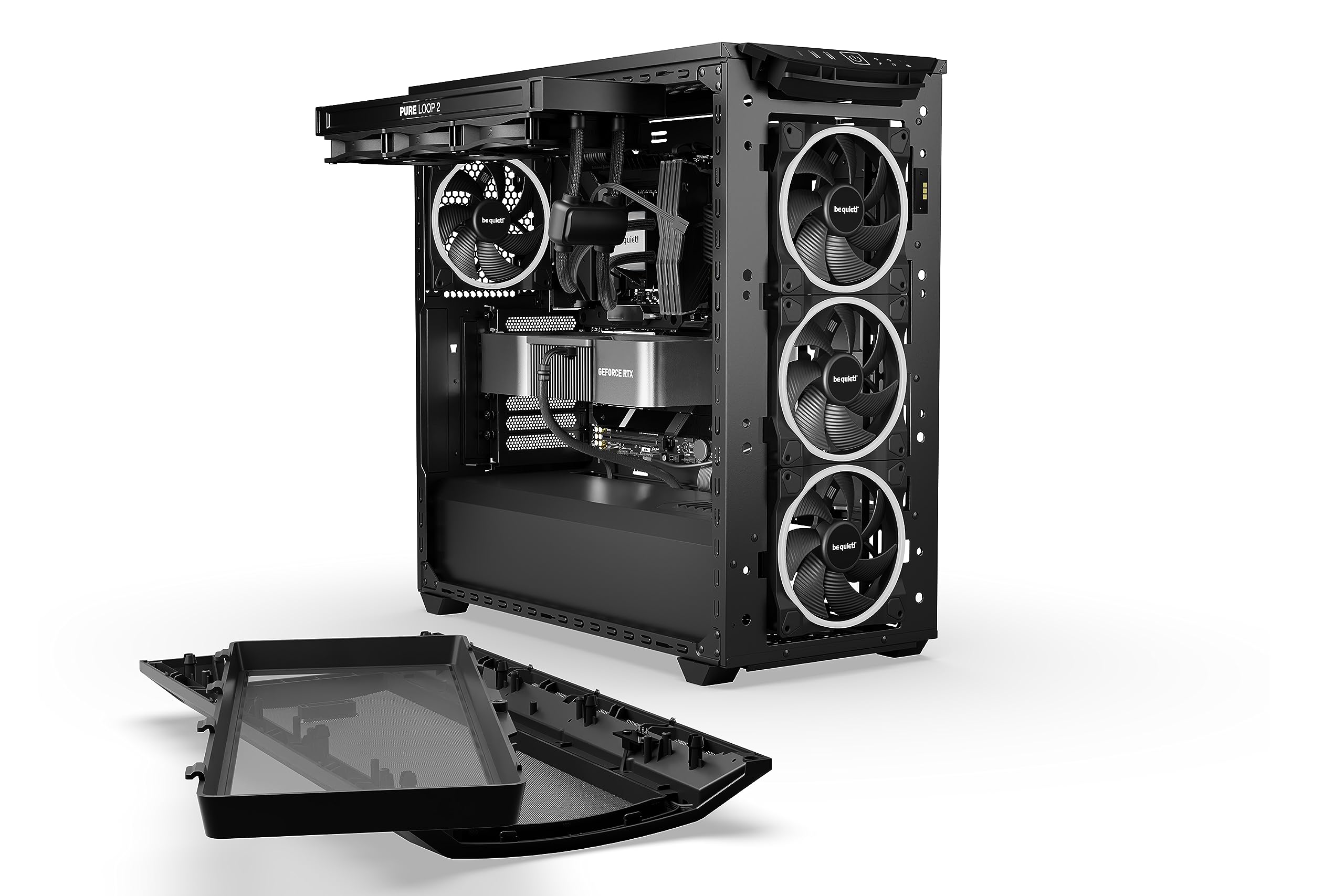be quiet! Shadow Base 800 FX - ARGB - 4 Light Wings 140mm PWM Fans - Mid-Tower PC Gaming Case - 420mm radiators or E-ATX motherboards Support - Black - BGW63