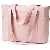 WLLWOO Large Tote Bag, Zipper Shoulder Bag for Women Trolley Sleeve 15.6” Laptop Travel Work Daily Nurse Gym