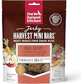 The Honest Kitchen Harvest Mini Bars Dog Treats, Human Grade Dog Jerky Treats Recipe with 80% Ranch Raised Beef, Carrots &amp; Apples, High Protein Soft Training Treats for Dogs, 4 oz Bag