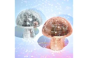 FunisFun Mushroom Disco Ball, Silver & Rose Gold Mirror Glitter Disco Ball, Reflective Disco Ball Lights for Party, Room, Table Decor, Art Decorations, 2 Pack (6 X 6.3 in)