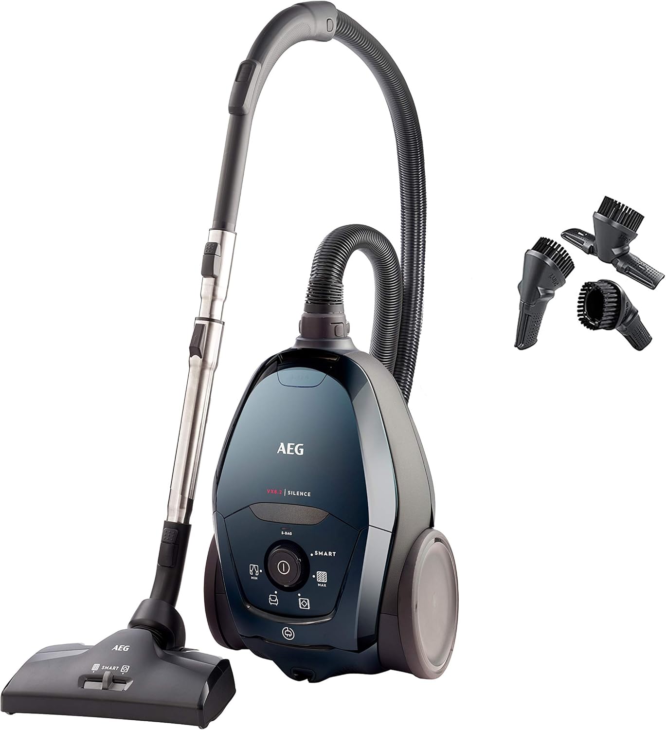 AEG VX82-1-2ST Staubsauger mit Beutel (Automatische Saugkraftregulierung, extrem leise auch auf Teppich, Aufnahme von großen + kleinsten Partikeln, langes Kabel, 55% Recyclingmaterial, 600W, petrol)