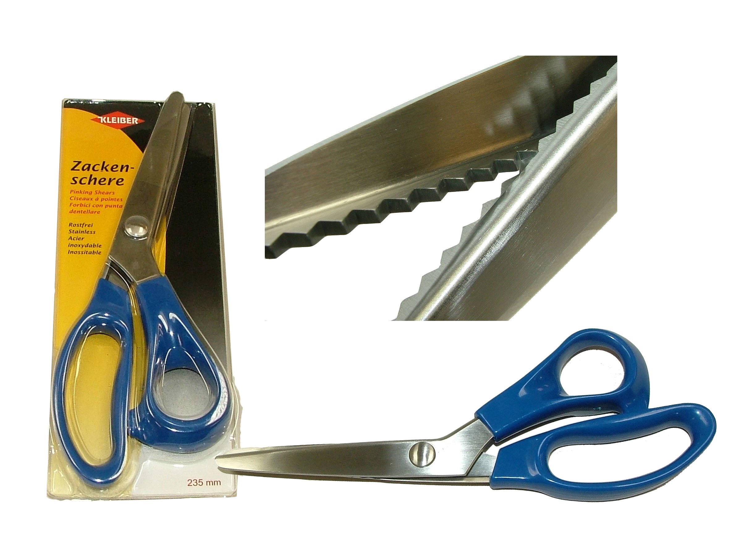 Kleiber 920-43 235 mm Tailors Stainless Steel Pinking Shears-Blue Handle