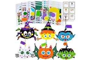 Winlyn 24 Sets Halloween Craft Kits - Fall Autumn Kids DIY Spider Bat Witch Pumpkin Foam Stickers - Arts and Crafts for Kids Classroom Activities Art Project Party Favors