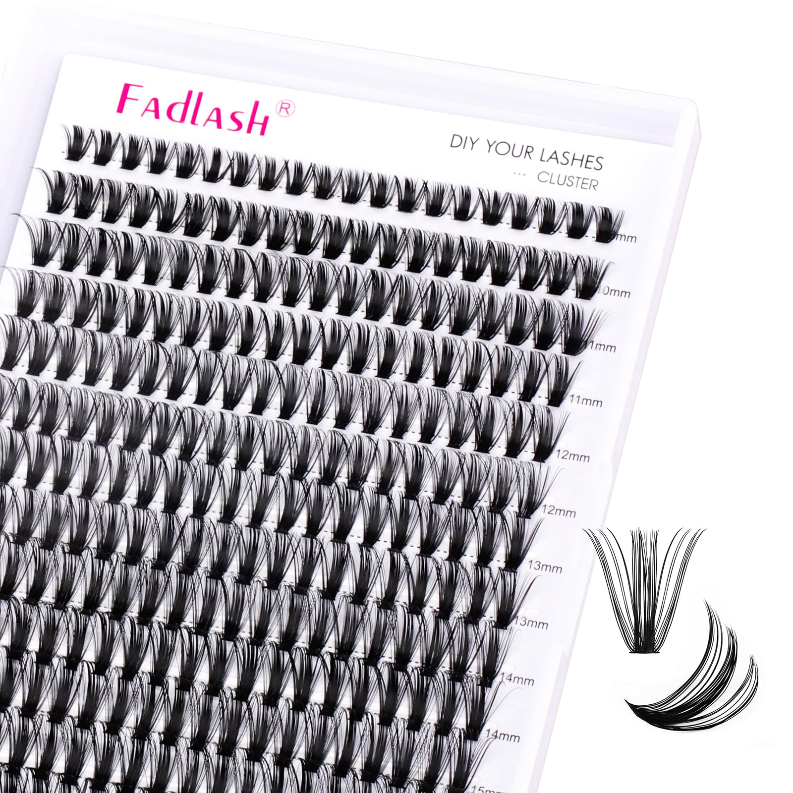 FADLASH 50pcs 0.07mm D Curl 8-16mm 50D Wispy Reusable Soft Fluffy Cluster Lashes DIY Eyelash Extensions — image 1