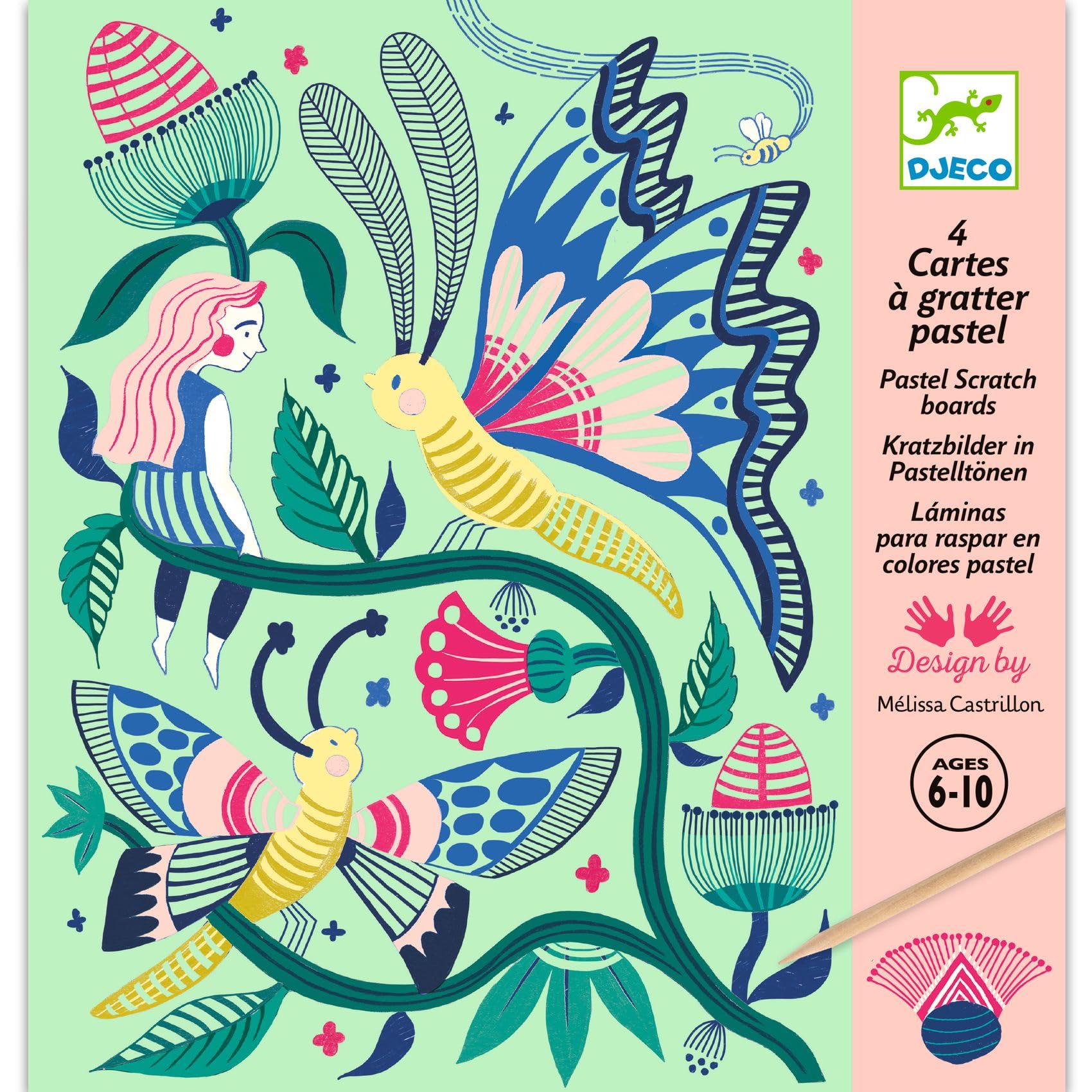DJECO - Imaginary Garden Scratch Pictures (min. 2 pcs) Shapes and Colours (DJ09719)
