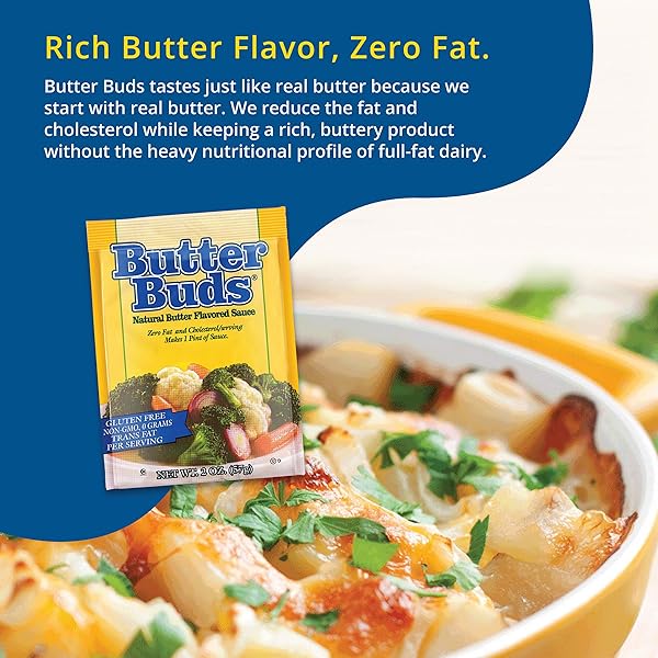 BUTTER BUDS SAUCE MIX, 2 OZ (4-PACK) – NON-GMO, GLUTEN-FREE NATURAL BUTTER FLAVORED SAUCE MADE WITH BUTTERMILK, 0 FAT, 0 CHOLESTEROL