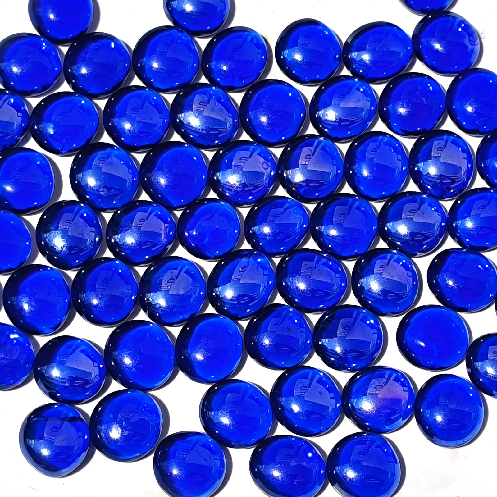 Photo 1 of 0.5lb Dark Blue Glass Marbles for Vase, 45-50 pcs Dark Blue Flat Glass Beads, Decorative Pebbles for Vase Fillers, Fish Tank, Plants, Flower Pots, Fountains, Crafts, Aquarium Rocks and Home Decor