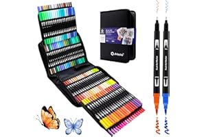 Artecho Lot de 120 marqueurs de couleur pour livres de coloriage pour adultes, sans bavure, marqueurs à double pointe pour l'