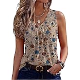 Zeagoo Womens Tank Tops Summer Sleeveless Loose Fit Tops V Neck Pleated Shirts Basic Tees Dressy Casual Trendy Clothes