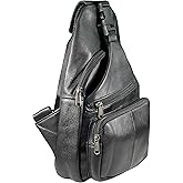 Bullz Crossbody Backpack Travel Hiking Chest Bag Daypack Leather Sling Bag for Men and Women (Black)