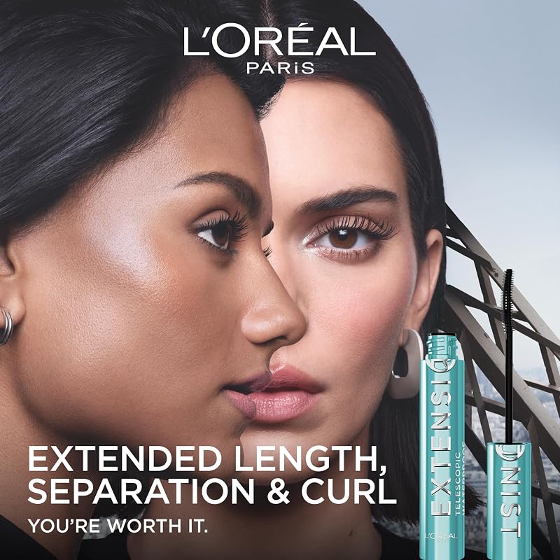L'Oréal Paris Máscara de Pestañas Telescopic Waterproof Extensionist, Negro