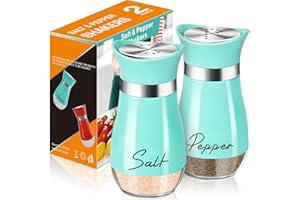 Arrozon Salt and Pepper Shakers Set,4 oz Glass Bottom Salt Pepper Shaker with Stainless Steel Lid for Kitchen Cooking Table, 
