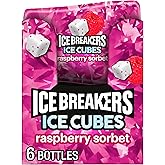 ICE BREAKERS Ice Cubes Raspberry Sorbet Sugar Free Gum, 6 Ct | Sugar free raspberry sorbet flavored gum in cube bottles for fresh breath at home, work or on the go.