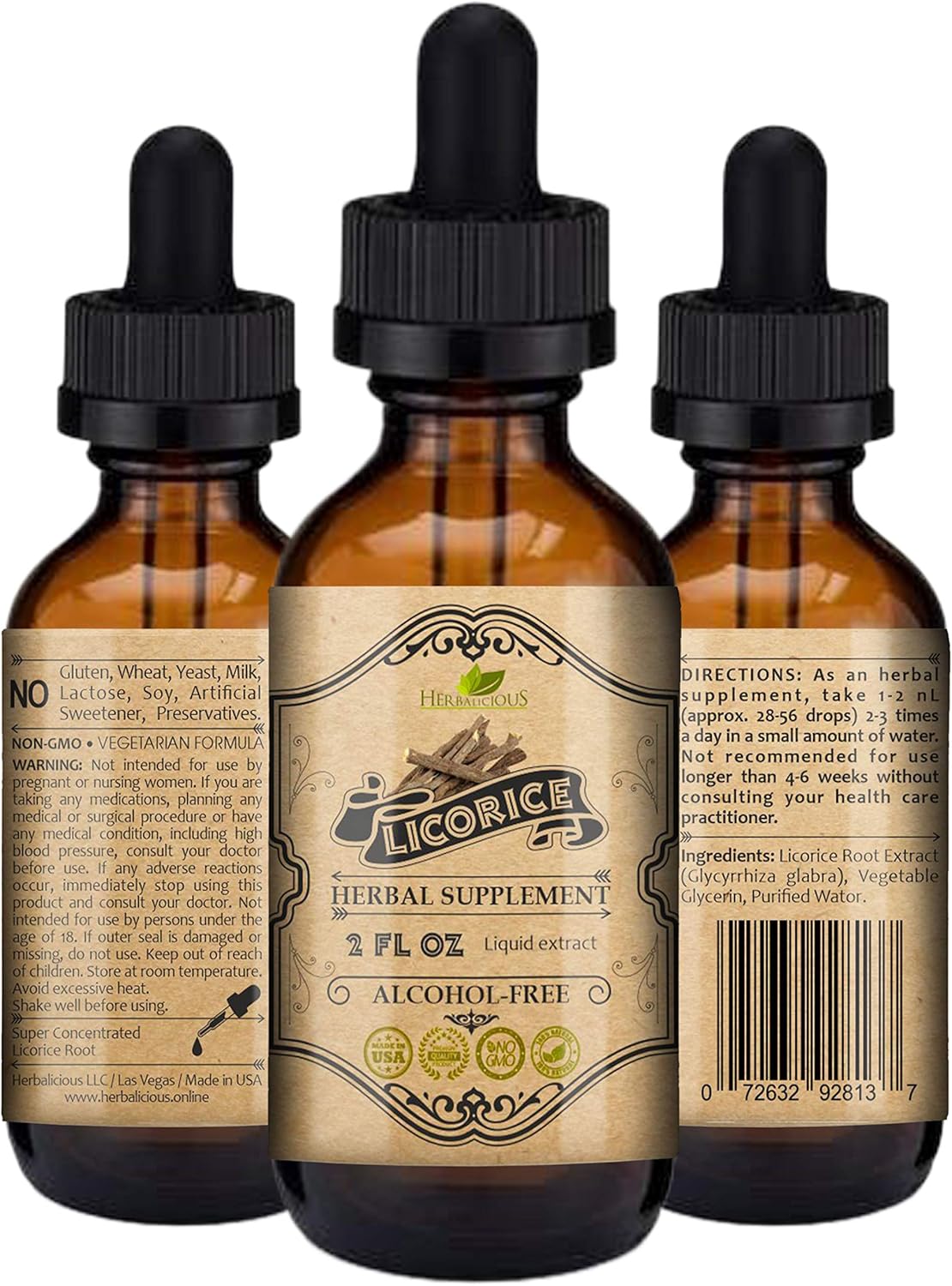 Licorice Root Extract 2 oz Adrenal Restore Vegetarian, NonGMO