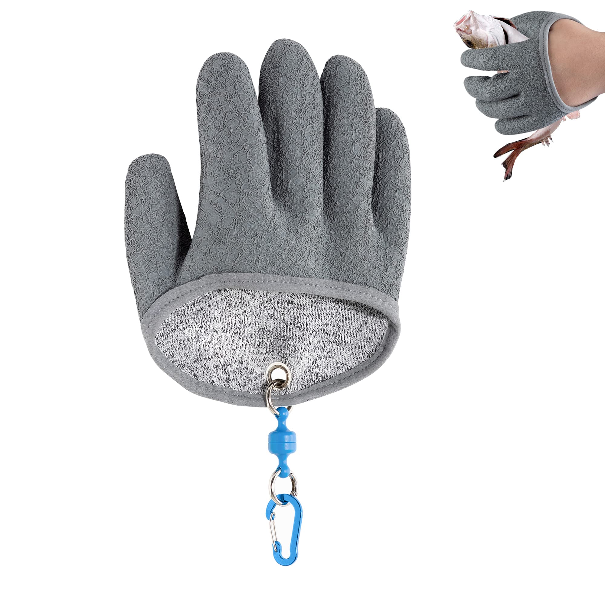 Fishing Glove for Men with Magnet Release, Puncture Resistant Fish Glove for Handling, Catching, Cleaning, Anti-Slip Textured Grip Palm