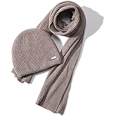 Harikery cashmere beanie hat scarf set for women winter knit long scarf neck warmer stylish beanie unisex gift set