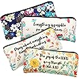 4 Pieces Inspirational Bible Verse Pencil Pouch Christian Pencil Case Scripture Makeup Bags Canvas Cosmetic Bags for Students Office Journaling Supplies (Bible Verse Pattern,7.8 x 3.8 Inch)