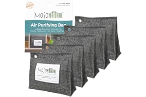 Moso Natural Air Purifying Bag 300g (10.58oz) Premium Bamboo Charcoal Odor Absorber for Home & Pet | Closet Odor Eliminator & Small Room Deodorizer | Charcoal Bags Last 2 Years | Unscented (5 Pack)