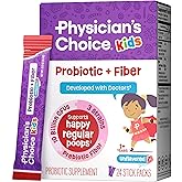 Physician's Choice Kids Probiotic + Prebiotic Fiber Packets (Ages 1+) - Supports Regularity, Occasional Constipation & A Healthy Digestive System - No Allergens or Preservatives - Unflavored - 24 Pack