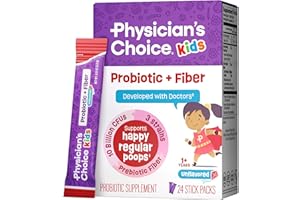 Physician's Choice Kids Probiotic + Prebiotic Fiber Packets (Ages 1+) - Supports Regularity, Occasional Constipation & A Healthy Digestive System - No Allergens or Preservatives - Unflavored - 24 Pack