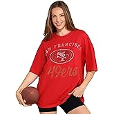 FOCO NFL Womens NFL Team Rhinestone Logo Shirt Oversized T-Shirt