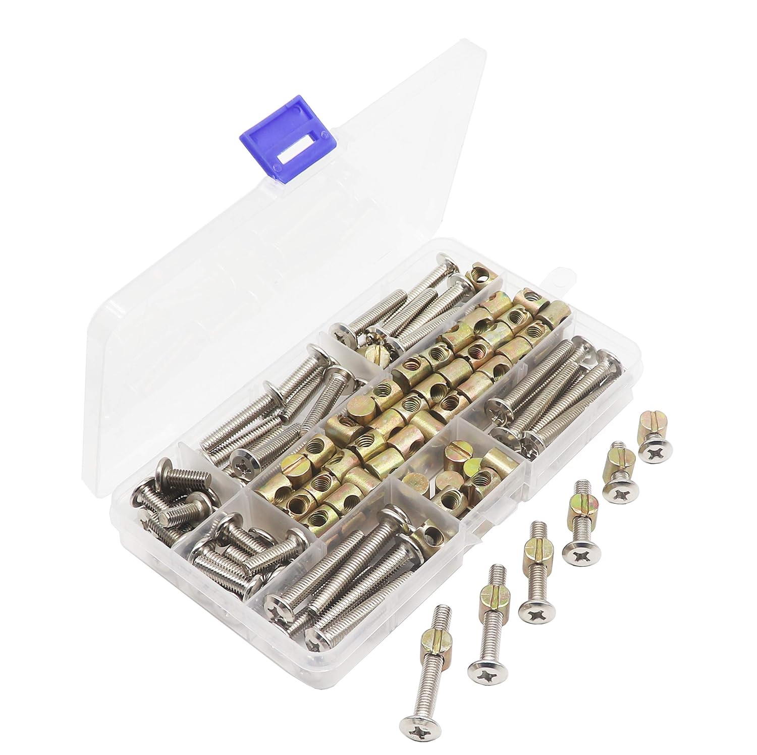 Crib Hardware Replacement Kit, binifiMux 60 Set M6 Furniture Bolts and Barrel Nuts Assortment Kit for Cot Bed Chairs Crib