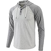 Demucy Mens Hoodies Shirt Casual Athletic Workout Fashion Hooded Lightweight Jersey Sweatshirt Long Sleeve with Drawstring