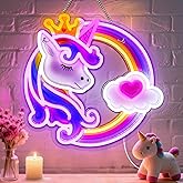 Unicorn Neon Sign for Wall Decor,10 Adjustable Dimmable Colorful Rainbow Unicorn Neon Lights for Girls Room,USB Powered Unicorn Led Signs for Bedroom Kids, Unicorn Lights Gifts for Christmas Birthday