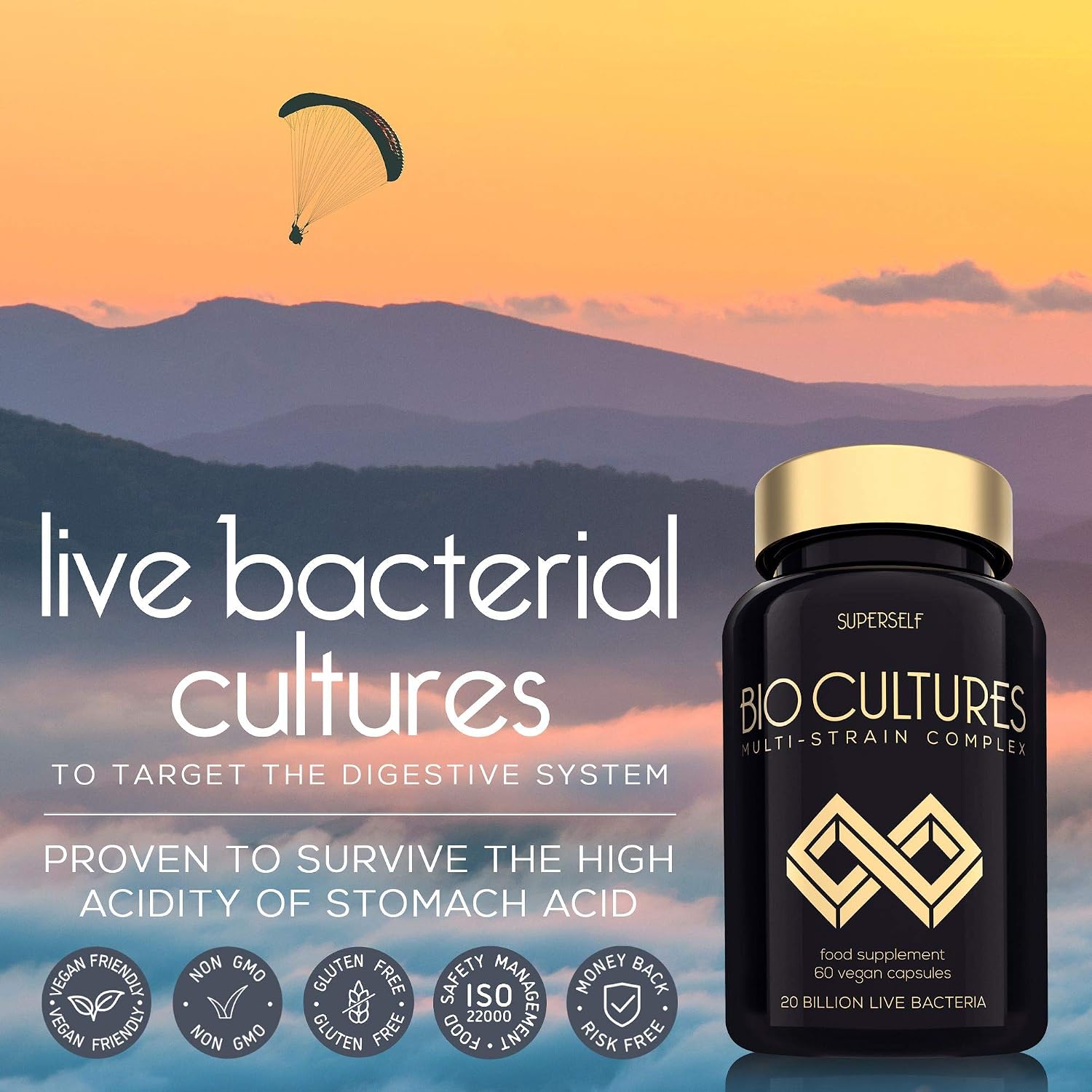 Probiotics Bio Cultures Complex, Gut Health Probiotic Supplements for Men & Women, 20 Billion CFU, 30 Acid-Resistant Capsules - Image 4